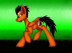 Size: 2338x1700 | Tagged: artist needed, safe, oc, oc only, oc:lekonar, pegasus, pony, male, raised hoof, solo, stallion