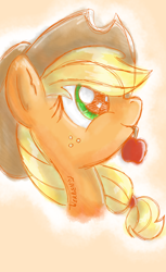 Size: 1080x1770 | Tagged: safe, artist:werbencs, applejack, earth pony, pony, apple, female, food, solo