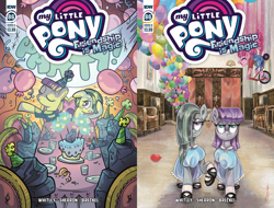 Size: 2636x2000 | Tagged: safe, artist:caseycoller, artist:kate sherron, artist:sararichard, idw, marble pie, maud pie, pinkie pie, pony, spoiler:comic86, comic, comic cover, the shining, writer:jeremy whitley, writer:mary kenney