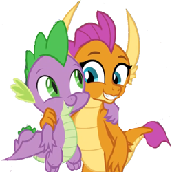 Size: 717x717 | Tagged: safe, edit, edited screencap, screencap, smolder, spike, dragon, sweet and smoky, background removed, not a vector, simple background, white background