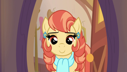 Size: 1280x720 | Tagged: safe, screencap, aunt holiday, earth pony, pony, the last crusade, clothes, ear piercing, earring, female, jewelry, mare, piercing, scarf, solo