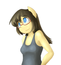 Size: 1251x1321 | Tagged: safe, artist:spheedc, oc, oc only, oc:sphee, anthro, earth pony, bipedal, clothes, digital art, female, glasses, lineless, mare, simple background, solo, tanktop, transparent background