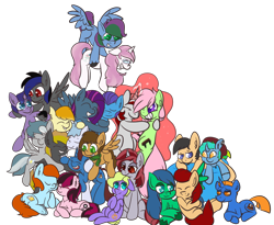 Size: 1280x1052 | Tagged: safe, artist:kimmychan1, oc, oc:blueshift, oc:leetlejim, oc:pug, oc:summer memory, oc:wut do, oc:xena, pony, berrytube, eurohug, simple background, transparent background