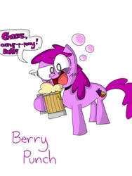 Size: 768x1024 | Tagged: safe, artist:meteordonuts, berry punch, berryshine, earth pony, pony, alcohol, burp, drunk, female, simple background, solo, white background