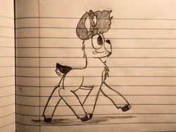 Size: 2560x1920 | Tagged: safe, artist:thebadbadger, oc, oc only, oc:plush, deer, pony, lined paper, solo, traditional art, walking