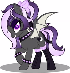 Size: 3000x3141 | Tagged: safe, artist:thunderboltx33, oc, oc:nightwalker, bat pony, bat pony oc, bow, clothes, cutie mark, hair bow, itsabouttimeshegotthatcutiemark, socks