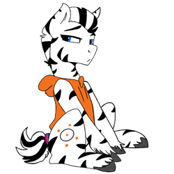 Size: 800x800 | Tagged: safe, artist:modularpon, oc, oc only, oc:zeke, zebra, clothes, hoodie, male, simple background, stallion, tail band, transparent background, zebra oc