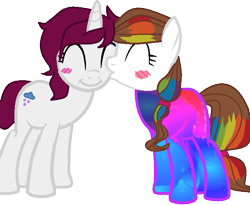 Size: 675x553 | Tagged: safe, artist:ngthanhphong, oc, oc:crystal skies, pony, kiss on the cheek, kissing, oc x oc, shipping