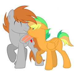 Size: 1500x1400 | Tagged: safe, artist:ponkus, derpibooru exclusive, oc, oc:dusk mane, oc:mango tango (ponkus), bat pony, pegasus, pony, 2020 community collab, bat pony oc, boop, derpibooru community collaboration, male, pegasus oc, simple background, transparent background