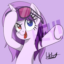 Size: 900x900 | Tagged: safe, artist:livehotsun, oc, oc only, oc:purple eye, pony, unicorn, female, glasses, mare, solo, sunglasses