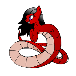 Size: 1000x1000 | Tagged: safe, artist:kalaverapastillera, oc, oc only, lamia, monster pony, original species, pony, monster mare, red and black oc, solo