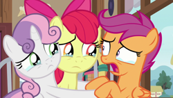 Size: 1920x1080 | Tagged: safe, screencap, apple bloom, scootaloo, sweetie belle, pony, the last crusade, crying, cutie mark crusaders, truth