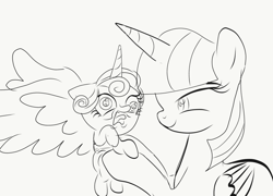 Size: 1467x1057 | Tagged: safe, artist:drunken bubblez, princess flurry heart, twilight sparkle, twilight sparkle (alicorn), alicorn, pony, reeee, reeeeeeeeeeeeeeeeeeee, screaming, sketch