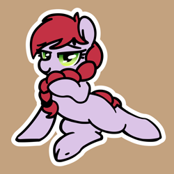 Size: 1280x1280 | Tagged: safe, artist:masserey, oc, oc:crab apple, earth pony, pony, bedroom eyes, braid, female, looking at you, mare, smiling, solo, sultry pose