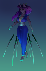 Size: 2600x4000 | Tagged: safe, artist:kittytitikitty, oc, anthro, anthro oc, katana, sword, weapon