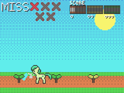 Size: 640x480 | Tagged: safe, artist:derek the metagamer, sandbar, pony, game and watch, pixel art, plant, scenery, video game, watering hose