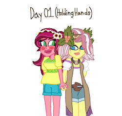 Size: 1800x1710 | Tagged: safe, artist:ktd1993, gloriosa daisy, vignette valencia, equestria girls, 30 day otp challenge, crack shipping, female, gloriette, holding hands, lesbian, shipping