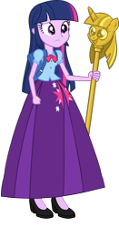 Size: 965x1842 | Tagged: safe, artist:cartoonmasterv3, twilight sparkle, twilight sparkle (alicorn), alicorn, equestria girls, alternate universe, clothes, long skirt, scepter, skirt, solo, twilight scepter, vector