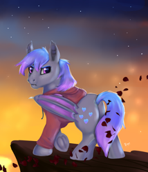 Size: 3000x3500 | Tagged: safe, artist:tehtigress, oc, oc only, oc:grey, bat pony, pony, clothes, fire, heart, hoodie, looking at you, solo
