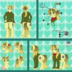 Size: 5000x5011 | Tagged: safe, artist:glowpearlescent, artist:pearlescent, oc, oc:ashley, anthro, unicorn, absurd resolution, anthro oc, blushing, clothes, commission, dock, female, jacket, ponytail, reference sheet, solo, sweater