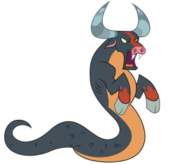 Size: 4553x4265 | Tagged: safe, artist:dragonchaser123, ophiotaurus, frenemies (episode), absurd resolution, cloven hooves, fangs, male, open mouth, simple background, solo, tongue out, transparent background, vector
