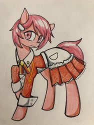 Size: 3024x4032 | Tagged: safe, artist:ponime11, earth pony, pony, clothes, dress, female, lisbeth salander, mare, ponified, solo, sword art online, traditional art