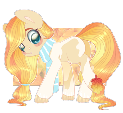 Size: 900x828 | Tagged: safe, artist:sadelinav, oc, oc only, oc:dainty daffodil, earth pony, pony, blushing, clothes, female, leaf, mare, scarf, solo