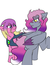 Size: 2448x3200 | Tagged: safe, artist:jolliapplegirl, princess skyla, tantabus, oc, oc:incubus, pegasus, pony, bandage, cloak, clothes, face markings, next generation, offspring, parent:princess cadance, parent:princess luna, parent:shining armor, parents:shiningcadance, story included