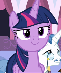 Size: 788x940 | Tagged: safe, screencap, fancypants, twilight sparkle, twilight sparkle (alicorn), alicorn, pony, between dark and dawn, cropped, proud, smiling, solo focus