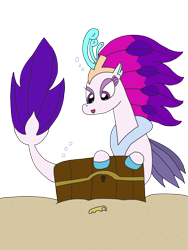 Size: 2448x3264 | Tagged: safe, artist:supahdonarudo, queen novo, seapony (g4), my little pony: the movie, bubble, chest, female, key, sand, seabed, simple background, solo, transparent background, treasure chest, underwater