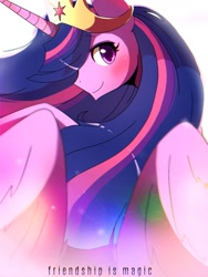 Size: 768x1024 | Tagged: safe, artist:erufi, princess twilight 2.0, twilight sparkle, twilight sparkle (alicorn), alicorn, pony, the last problem, blushing, crown, cute, female, jewelry, mare, older, older twilight, profile, regalia, solo, twiabetes