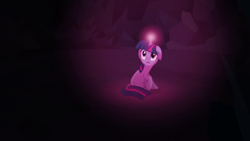 Size: 1920x1080 | Tagged: safe, screencap, twilight sparkle, unicorn twilight, pony, unicorn, a canterlot wedding, crystal caverns, female, floppy ears, glowing horn, horn, mare, solo