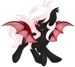Size: 1280x1139 | Tagged: safe, artist:crystal-tranquility, oc, oc:crescent bloom, bat pony, pony, female, mare, one eye closed, simple background, solo, transparent background, wink