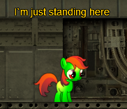 Size: 182x156 | Tagged: safe, oc, oc only, pony, fallout equestria, game: fallout equestria: remains, captain obvious, female, filly, pinto, rainbow pinto, unnamed oc