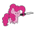 Size: 1280x1067 | Tagged: safe, artist:ljdamz1119, derpibooru import, pinkie pie, earth pony, pony, chibi, cute, diapinkes, dot eyes, female, knife, mane hold, mare, prehensile mane, simple background, solo, transparent background