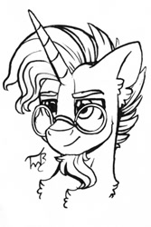 Size: 1000x1500 | Tagged: safe, artist:tillie-tmb, sunburst, pony, bust, monochrome, portrait, solo