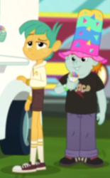 Size: 334x538 | Tagged: safe, screencap, snails, snips, better together, equestria girls, sunset's backstage pass!, clothes, converse, cropped, duo, hat, legs, male, pants, shoes, shorts, socks