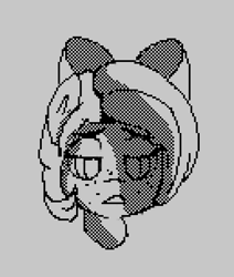 Size: 516x608 | Tagged: safe, artist:dog giraffe, oc, oc:sundrop, pony, black and white, bust, grayscale, monochrome, pixel art