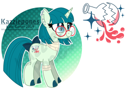 Size: 1024x735 | Tagged: safe, artist:kazziepones, oc, oc:beauty brew, pony, unicorn, bow, ear piercing, earring, female, glasses, jewelry, mare, piercing, solo, tail bow