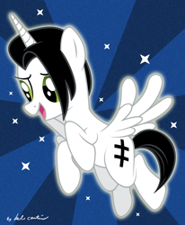 Size: 2104x2554 | Tagged: safe, artist:marelynmayhem, alicorn, pony, alicornified, marelyn manson, marilyn manson, ponified, race swap, sunburst background, white