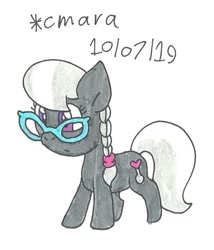 Size: 634x739 | Tagged: safe, artist:cmara, silver spoon, earth pony, pony, female, filly, glasses, simple background, solo, traditional art, white background