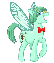 Size: 949x1102 | Tagged: safe, artist:skittledeedoo, insect, pony, anime, glasses, ponified, ribbon, weevil, yu-gi-oh!