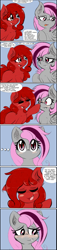 Size: 648x2841 | Tagged: safe, artist:freefraq, oc, oc only, oc:cherry slime, oc:lilac san, bat pony, goo, goo pony, original species, comic, cute, heterochromia, red eyes