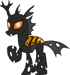 Size: 2550x2747 | Tagged: safe, artist:shadymeadow, oc, oc:hoppert, changeling, male, oc villain, orange changeling, simple background, solo, transparent background