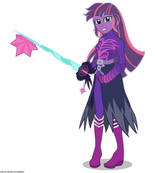 Size: 3633x4015 | Tagged: safe, artist:gamerpen, midnight sparkle, twilight sparkle, human, equestria girls, alternate hairstyle, clothes, crossover, disney, female, keyblade, kingdom hearts, simple background, solo, transparent background, video game crossover