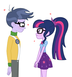 Size: 864x925 | Tagged: safe, artist:darbypop1, microchips, sci-twi, twilight sparkle, pony, equestria girls, female, glasses, male, microlight, shipping, straight