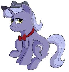 Size: 1280x1345 | Tagged: safe, artist:rainbowtashie, igneous rock pie, night light, oc, oc:evening emeralds, earth pony, pony, unicorn, bowtie, commissioner:bigonionbean, cutie mark, fusion, fusion:evening emeralds, hat, male, solo, stallion