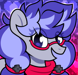 Size: 580x560 | Tagged: safe, artist:krazybonestv, oc, oc:cinnabyte, pony, adorkable, bandana, cute, dork, glasses, icon, pigtails