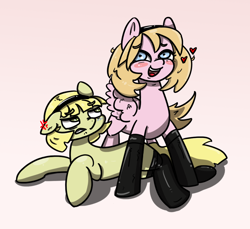 Size: 1040x954 | Tagged: safe, artist:n-o-n, oc, oc only, pony, clothes, female, happy, socks, trade, unamused