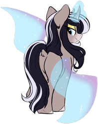 Size: 1481x1881 | Tagged: safe, artist:kellythedrawinguni, oc, oc only, pony, unicorn, butt, commission, custom, dock, female, irl, lidded eyes, looking at you, looking back, magic, my little pony, photo, plot, rear view, toy, wings
